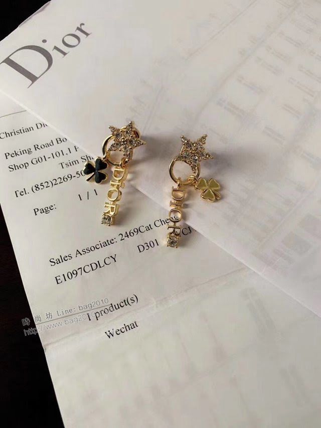 Dior飾品 迪奧經典熱銷款鑲嵌防水鑽字母DI0R款耳圈 耳環  zgd1108